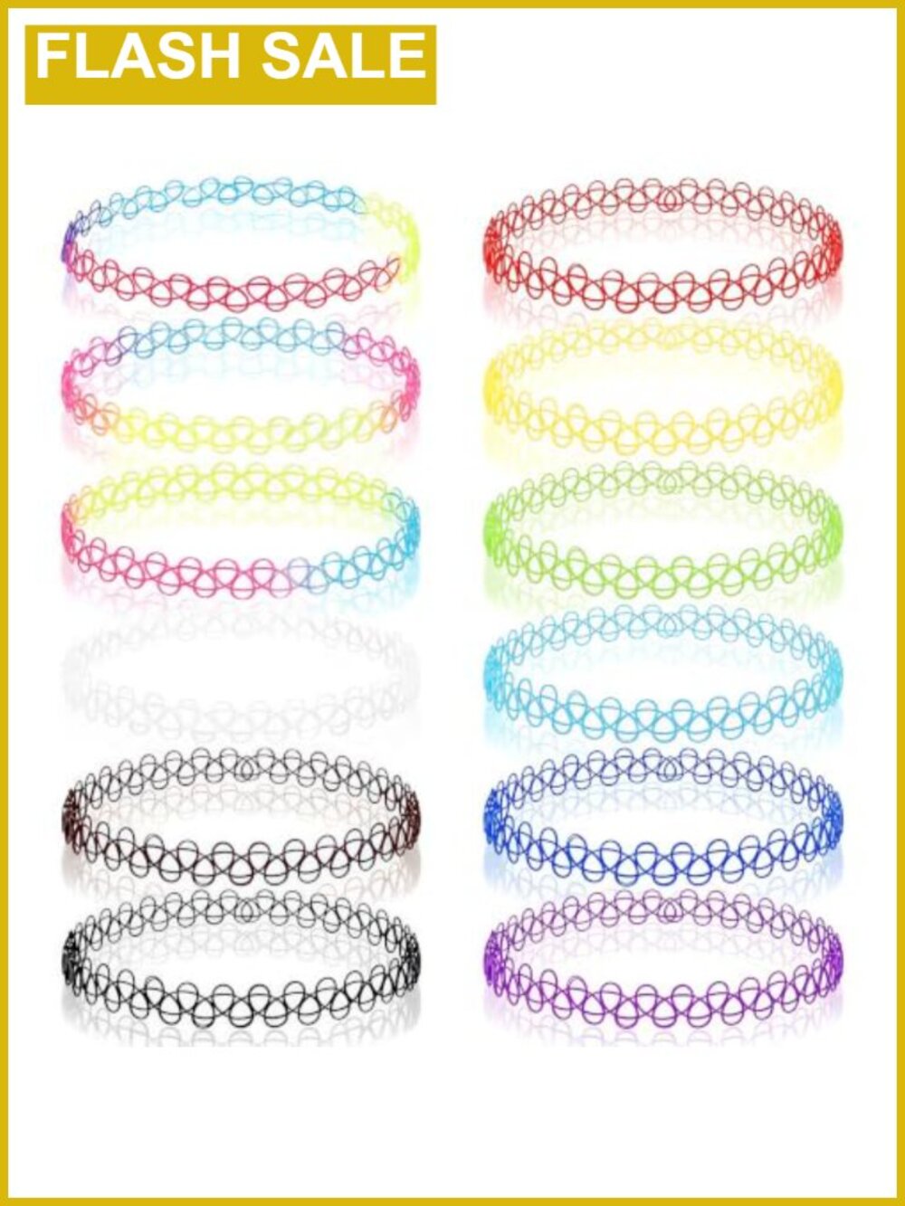 Stretchy Tattoo Choker Necklace Set 12-Piece Adjustable Retro Y2K